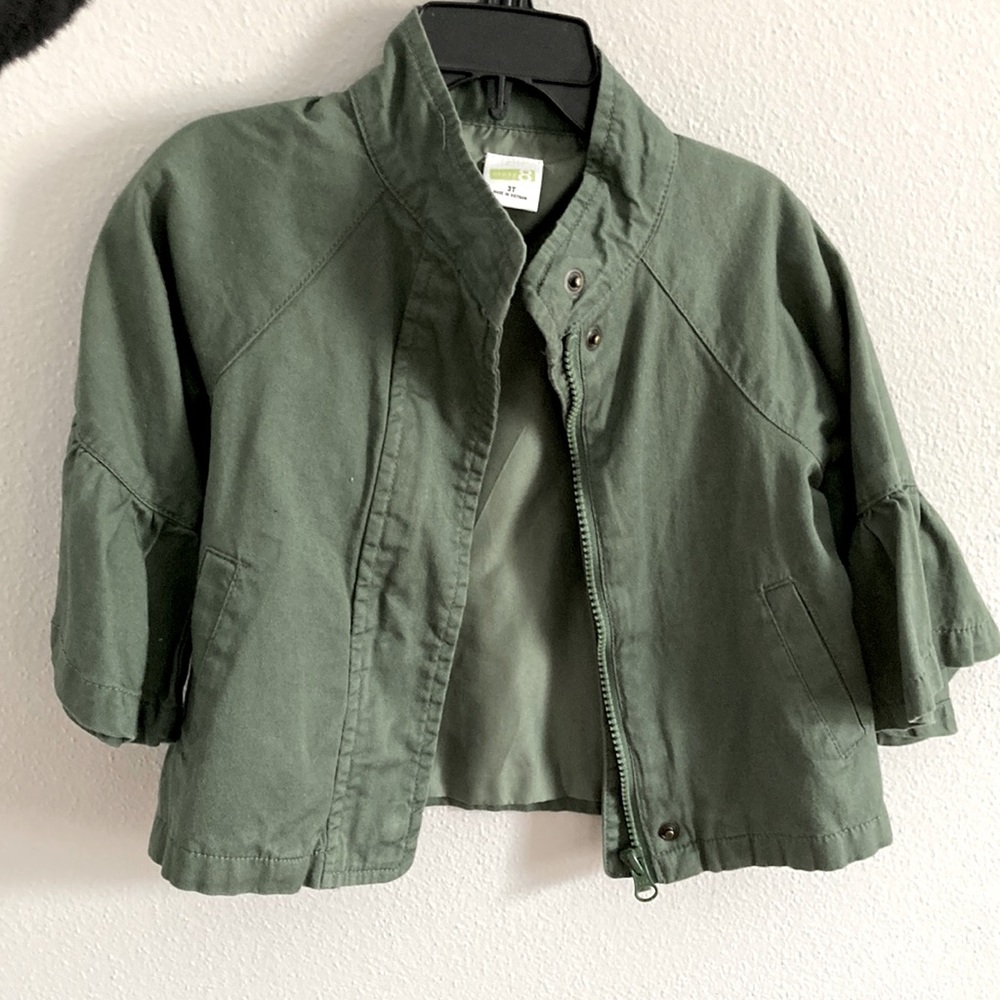 Olive Green Bell Sleeve Spring Jacket